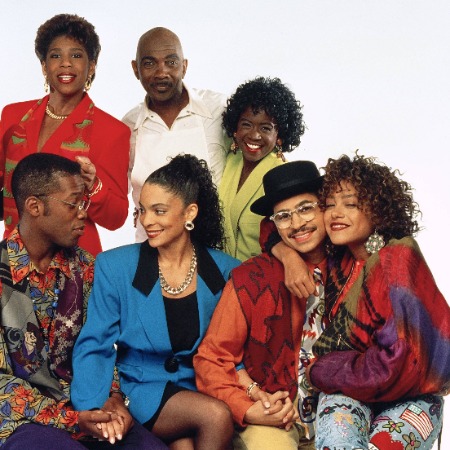 Charnele Brown with the cast members of the TV series A Different World. 